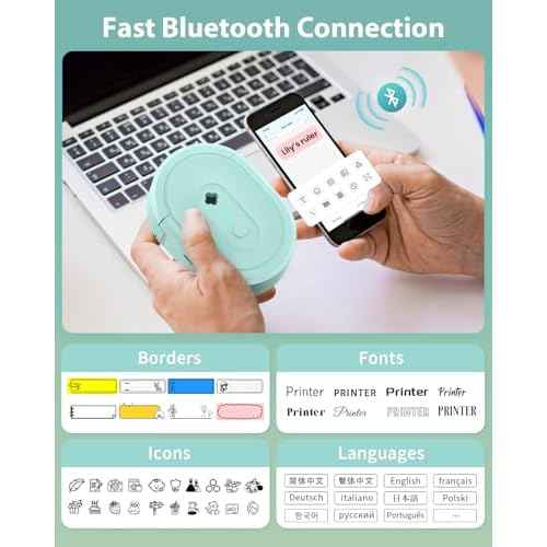 Label Maker Machine with Tape, N12 Portable Bluetooth Label Printer, Wireless Mini Label Makers Thermal Sticker with Multiple Templates for Home, Kitchen, School, Office Organization, Green