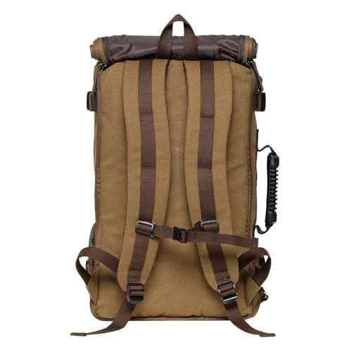 KAUKKO Canvas Travel Backpack Multi-Functional Bag Fits 17" Laptop, Large Capacity Hiking Backpack, Outdoor Casual Daypack KHAKI,23.8L