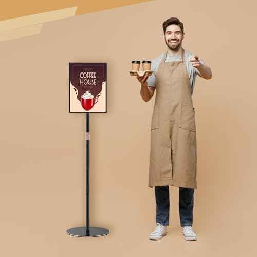 Sign Holder Stand 8.5x11 inch - Flip Open Pedestal Floor Standing Sign Holder, Adjustable Versatile Sign Stands for Display, Floor Sign Holder with Easy Replacement for Events and Promotions (1 PACK)