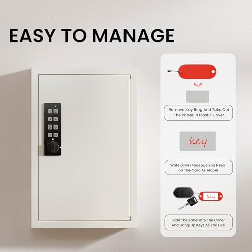 Grimtron 40-Key Beige Key Cabinet with Code Lock Box – Wall Mount Safe
