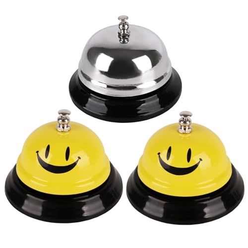 3 Pack Metal Call Bells for Service Desk Hotel Restaurant Classroom