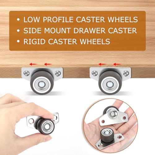 1.25" Side-Mount Caster Wheels, Mini Low-Profile Set of 4 by ZUOFANG