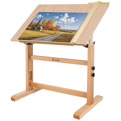 Cond Wood Drafting Table - Adjustable Height & Tilt, 35.5x23.5 Inch Art & Architect Table with Rustic Finish (Drafting Table)