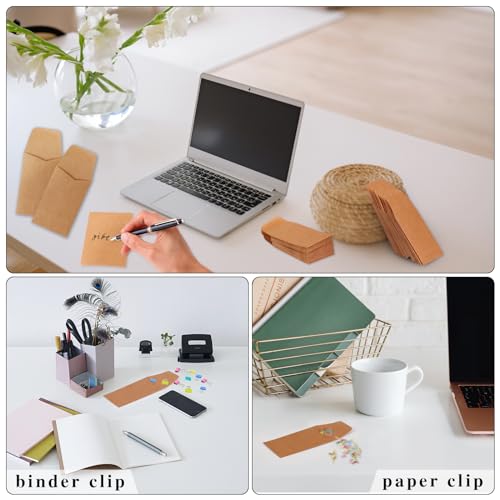 Tuhangcc 100 Pack Small Coin Envelopes 3.15 x 3.55 in Heavy Duty Kraft Self-Adhesive