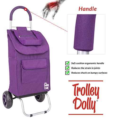 dbest products Trolley Dolly Purple Foldable Shopping cart for Groceries with Wheels and Removable Bag and Rolling Personal Handtruck Standard, 1 unit