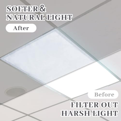 Hortsun 12 Pcs Gray Fluorescent Light Covers 2x4 ft Magnetic Classroom Ceiling