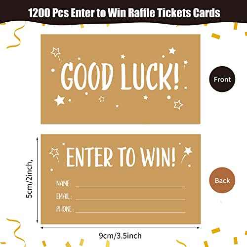 1200 Pcs Classic Enter to Win Raffle Tickets Cards 3.5 x 2 Inch Entry Form Ticket Cards for Contest, Auction, Raffles, Ballot Box with Space for Name, Email Address Phone Number Fields (1200)