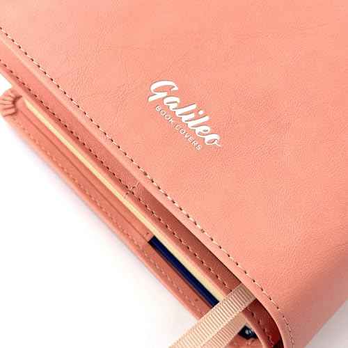 Galileo¢ç Double AA Big Book Cover & 12 Steps & 12 Traditions | PU Leather | Coin Holder | AA Book Covers for Hardcover | AA Gift | Alcoholics Anonymous (Serenity Prayer/Pastel Peach)