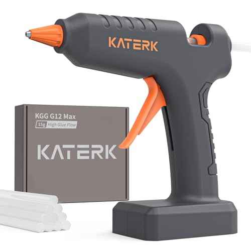 Katerk 12V Full Size Cordless Hot Glue Gun, Drip-Free Fast Heating Rechargeable and Heavy Duty Battery Operated Glue Gun and Sticks Sets 11mm x10 for Crafts DIY, Repair, Gift