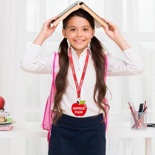 Cute Set of 6 PVC Classroom Passes with Lanyards - School Supplies, Office & Library Access, Teacher Organizer (Sereliy)