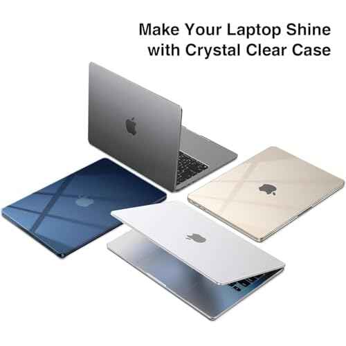 EooCoo Case Compatible with MacBook Air 15 inch M4 2025 2024 2023 Release A3241 M3 A3114 M2 A2941 Liquid Retina Display, Plastic Hard Shell Case + Keyboard Cover + Screen Protector, Crystal Clear