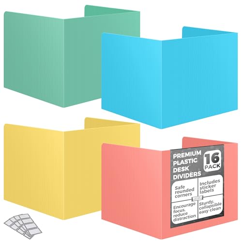 Pastel Desk Privacy Folders - 16 Pack Student Classroom Dividers - Storage Standard
