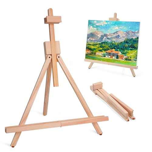 ESRICH Tabletop Easels for Painting,Painting Easel A-Type Adjustable Wooden Tabletop Easel Holds Highest to 21" Canvas Portable Desktop Easel Suitable for Artists, Beginners, Students (1Pack)
