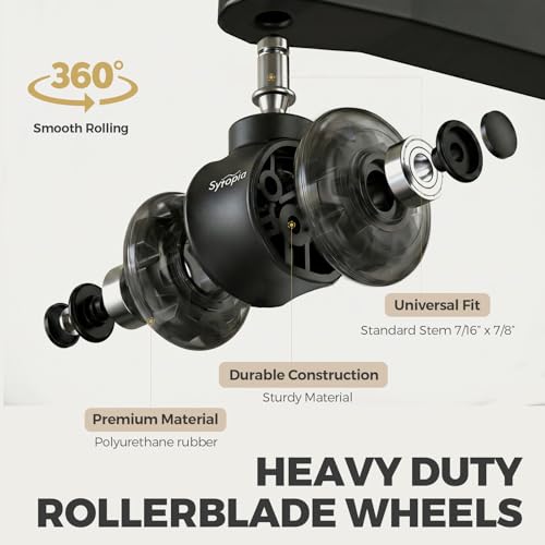 Sytopia 3-Inch Office Chair Wheels Set of 5, Quiet 11x22mm Universal Fit Casters