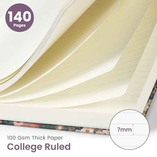 Taja Lined Spiral Journal Notebook for Women, A5 Cute College Ruled Hardcover Notebook for Work & Note Taking, Pretty Journal for Writing, 140 Pages, Flower Garden