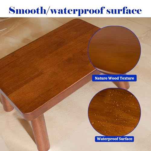 Wooden Step Stool, Foot Stool with Non-Slip Mat, One Step Stool, Small Stool for High Beds, Office, Bedroom, Bathroom (Brown, Small)