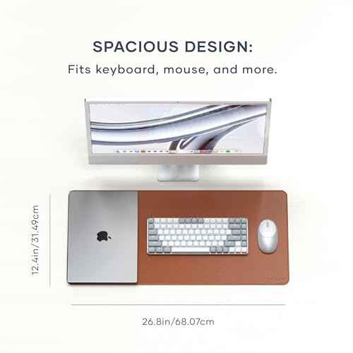 Satechi Vegan Leather Desk Mat, Large Mouse Pad Scratch and Water Resistant, Easy to Clean, Desk Pad for Office and Home, 26.8¡± x 12.4¡± x 0.1¡± - Brown