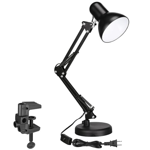 TORCHSTAR Black Metal Desk Lamp with Adjustable Swing Arm - E26 Compatible, 1 Unit