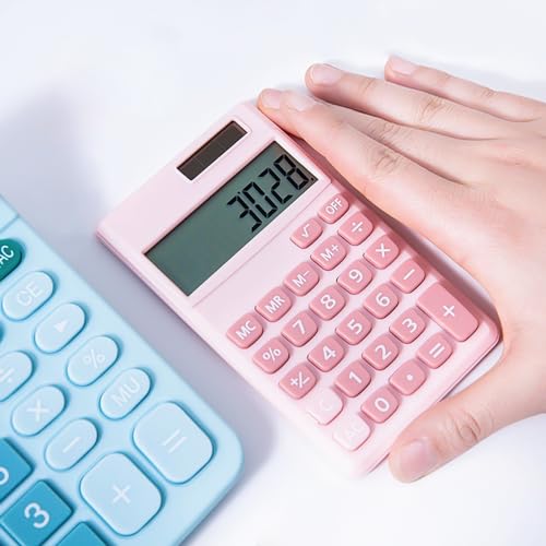 YAMHOHO 8 Bit Pink Small Digital Calculator with 8-Digit LCD, Battery & Solar Power