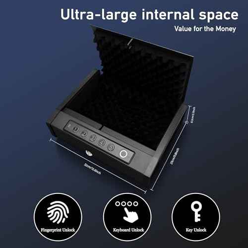Biometric Gun Safe for Handgun, Desk Pistol Safe Hidden Hand Gun Lock Box Storage for Nightstand Finger Print Quick Access Bedside