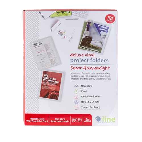 C-Line Deluxe Super Heavyweight Non-Glare Vinyl Project Folders, Letter Size, Clear, 50 per Box (62138)