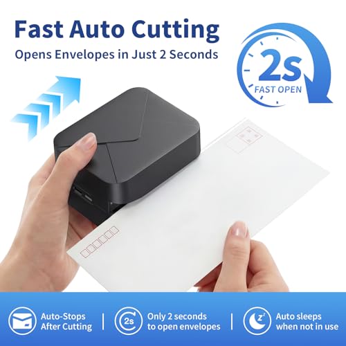 AVUMDA Rechargeable Electric Letter Opener Black - Safe, Portable, Fast Cutting
