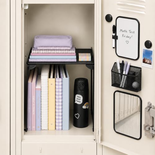 Svartur Black Locker Organizer Kit with Shelf, Mirror, Whiteboard & Pen Holder