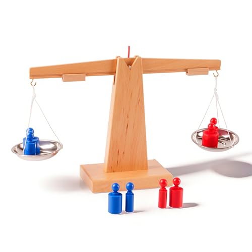 Premium Montessori Balance Scale - Wooden Beechwood Kids Measuring Toy 3+