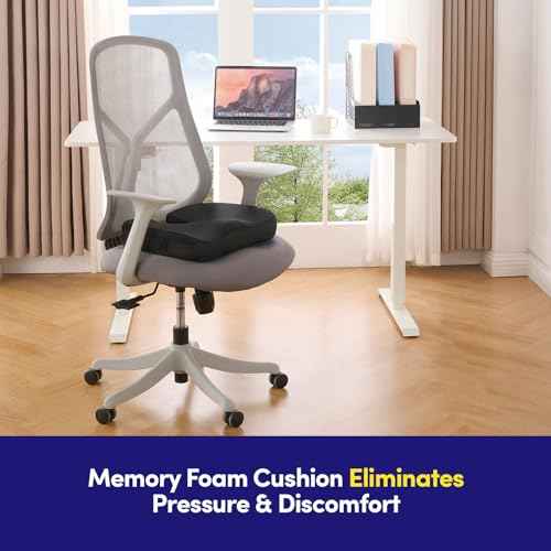 Office Chair Cushion Seat Cushion for Long Sitting ?? Ergonomic CertiPUR-US¢ç Memory Foam Non Slip Seat Pad for Desk, Car, Travel, Stadium, Bleachers & Airplane ?? Tailbone Support Pillow