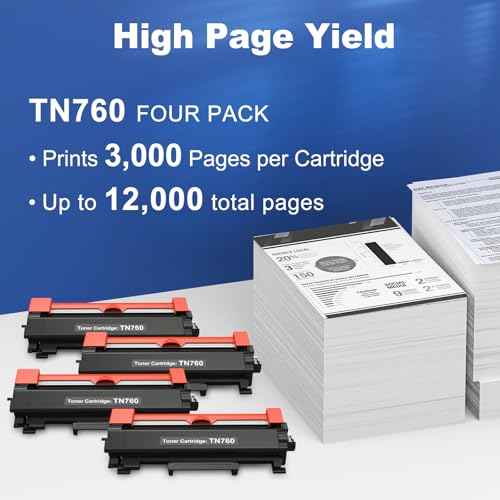 TN760 Toner Compatible Replacement for Brother TN760 TN-730 TN-760 TN730 Toner Cartridge for Brother Printer L2325DW L2350DW L2370DW L2390DW L2395DW L2550DW L2690DW L2710DW L2717DW L2750DW 4Pack Black