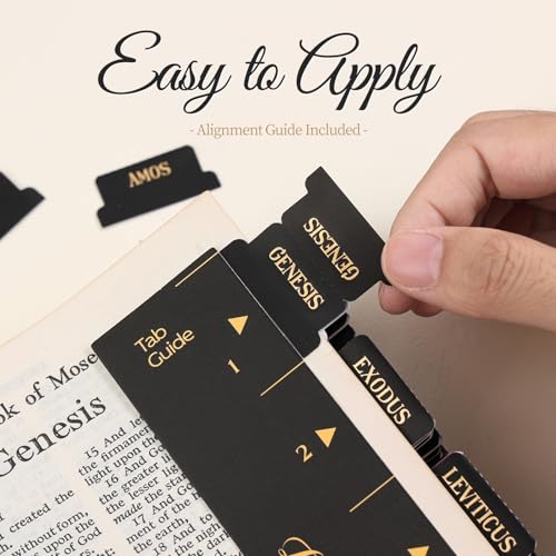 VYRANA Gold Foil Embossed Bible Tabs Set - Black, 105 Labels for Navigation & Personalization