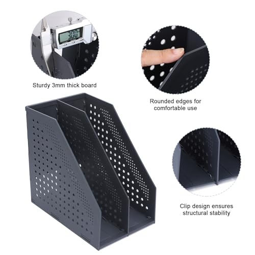 Fretonba Collapsible 2-Compartment Magazine File Holder - Dark Gray