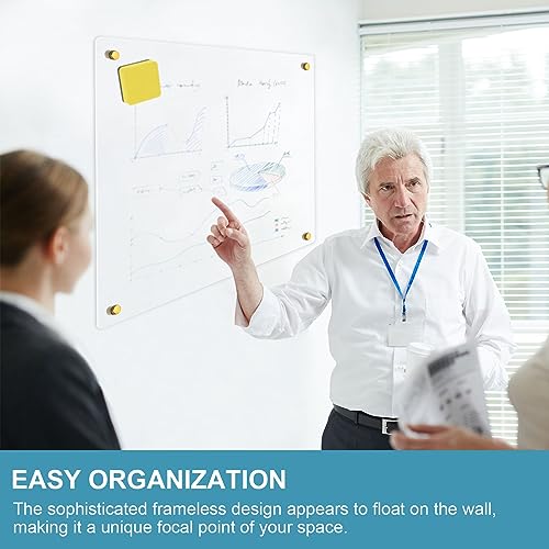 Patelai 18''x24''Clear Acrylic Dry Erase Board for Wall Mount Non Magnetic Floating Whiteboard Includes Transparent Writing Panel 4 Markers 1 Eraser 8 Magnets 4 Wall Studs for Home Office School