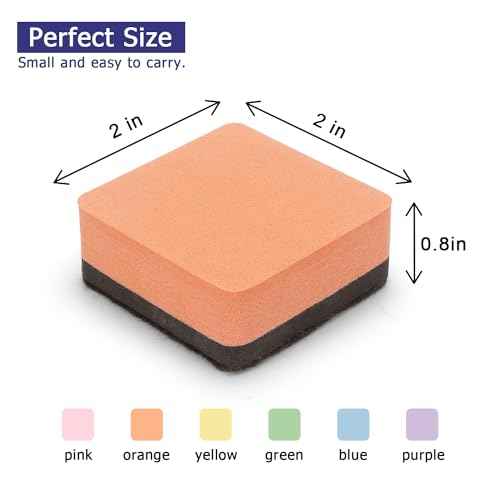 Tamaki 12 Pack Dry Erasers for White Board Magnetic Whiteboard Eraser, Whiteboard Erasers for Kids Classroom, Square Pastel Color