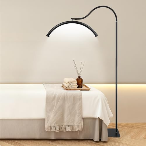 Half Moon Lash Lamp for Eyelash Extensions & Estheticians, 19'' Dimmable LED Lash Light with Flexible Gooseneck, Shadow-Free Moon Light for Lash Tech, Tattoo, SPA, Eyelash Lamp(Glossy Black)