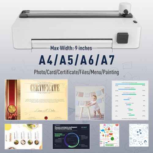 ZEQUAN 10-in-1 A4 Laminator Machine - 9 Inch Cold & Thermal Laminator with 30 Laminating Sheets, 3-in-1 Paper Cutter, Corner Rounder, Paper Punch for Documents, Photos, Crafting