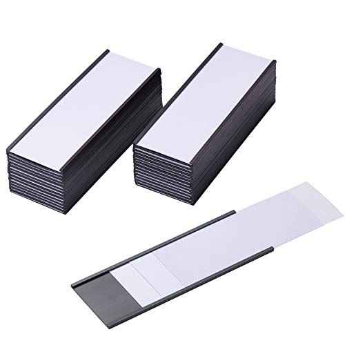 Eeoyu Magnetic Label Holders with Magnets Magnetic Data Card Holders with Clear Plastic Protectors for Metal Shelf, Whiteboard, Set of 50 (2 x 5.5 Inch)