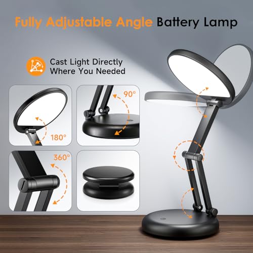 One Fire Black Cordless Rechargeable LED Desk Lamp 3600mAh Battery Operated