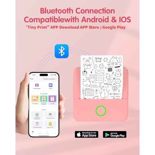 8 Rolls Mini Sticker Printer Portable Label Photo Maker Pocket Machine with 800Pcs Stickers Inkless Thermal Bluetooth Stickers Printer for Study Gift Photos DIY Creation List Work