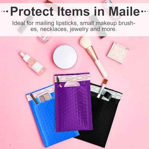 Henoyso 162 Pcs Colored Small Bubble Mailers 4x6 Inch Poly Shipping Envelopes Bulk Adhesive Shipping Bags Cushioning Padded for Mailing Packaging (Dark Purple, Dark Blue, Black)