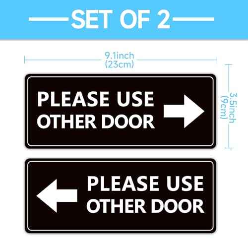 2Pack Use Other Door Sign£¬Self-Adhesive Weatherproof Vinyl Please Use Other Door Sticker, Left Right Arrow Entrance Sticker Sign for Home,Office, Business, School, Store, Restaurant