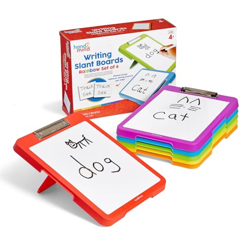 hand2mind Rainbow Writing Slant Boards Set of 6, A4 & 8.5x11, Ages 4+