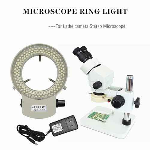 Microscope Ring Light, Light LED 144B-ZK Illuminator for lab Stereo/Camera/Monocular Binocular Trinocular Lens (White)