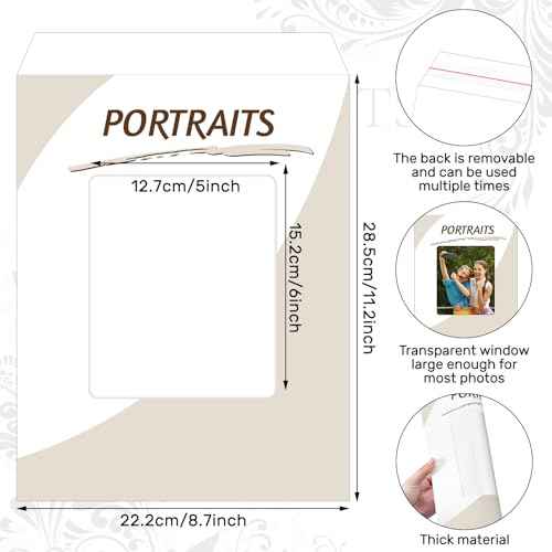 100 Pcs Photo Envelopes 8 3/4'' x 11 1/8'' Portrait Envelope with 5'' x 6'' Plastine Window for Photos Catalog Magazine Brochures Certificates Company Calendar (Minimalism)