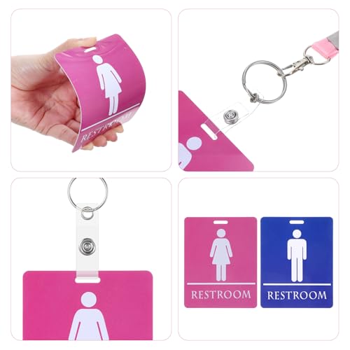 Classroom Bathroom Passes Set with Key Holders & Buckles - 4 Pack