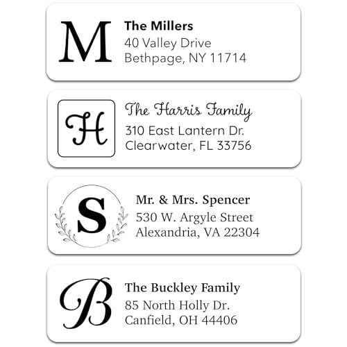 Personalized Return Address Labels - Monogram Address Labels on Sheets (100-1000 Labels)
