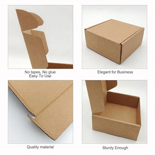 Yzjcafriz Kraft Small Shipping Boxes 6x4x2.2 Inches - 50 Pack, Corrugated Packing
