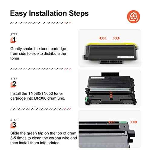 v4ink 1-Pack Compatible Toner Cartridge Replacement for Brother TN580 TN620 TN650 High-Yield Work with HL-5240 HL-5250 HL-5340 HL-5370 MFC-8460 MFC-8480 MFC-8680 MFC-8690 MFC-8860 MFC-8890 Series