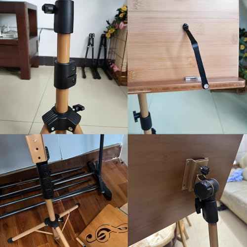 Music Stand for Sheet Music, Adjustable to 68.9in Floor Book Stand Wood for Reading, Laptop Display Stand Standing Book Stand Tablet Stand with Page Paper Clip