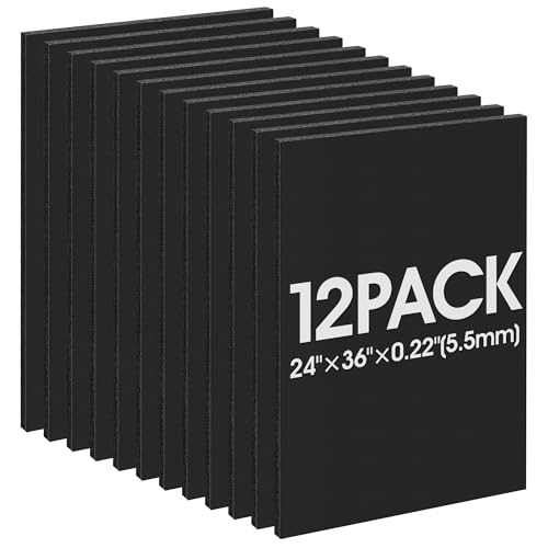 12 Pack Black Foam Board 24x36 Inch for Projects & Displays - Foam Core Poster Boards